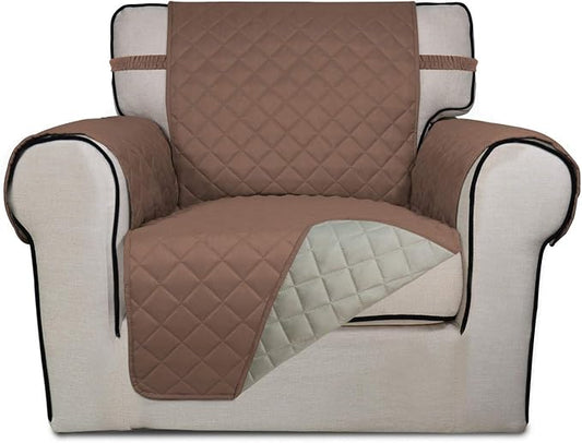 PureFit Reversible Chair Sofa Cover Dog Couch Covers for Sofa, 25.5 in | Brown/Beige, Water Resistant Couch Protector, Washable Pet Couch Cover with Non Slip and Elastic Straps For Kids by PureFit
