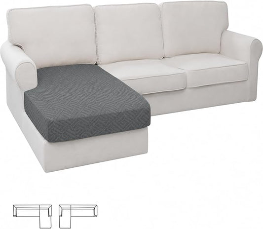 XINEAGE Chaise Cover for L Shaped Sofa,Sectional Couch Covers for Pets,Non Slip Sofa Seat Cover Washable,Sofa Slipcovers with Elastic Bottom(1 Piece Chaise Cover,Light Gray) by XINEAGE
