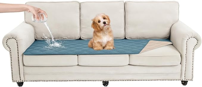 100% Waterproof Dog Bed Cover Pet Blanket(30"x71"),7-Layer Reversible Washable Sofa Couch for Furniture Car (Gray Blue+Apricote) by Unknown