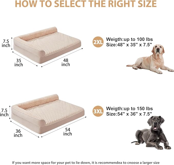 BFPETHOME Orthopedic XXL Dog Beds Large Sized Dog, Washable Couch Bed | Removable Cover, Waterproof Lining, Non-Slip Bottom, Large Pet Sofa with Sides for Big & Senior Dogs, Cozy Sleeping Bed - Image 5
