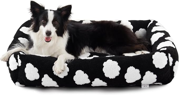 JOEJOY Medium Dog Bed Medium Size Dog, Rectangle Washable Orthopedic Pet Bed with Removable Zipper Cover, Cute Soft Calming Puppy Pet Bed with Jacquard Shaggy Plush & Non Skid Bottom by JOEJOY