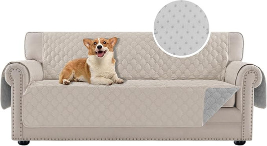PrinceDeco Extra Large Couch Covers for Oversized Sofa Water Resistant Furniture Protector Anti-Slip and Washable Pet Couch Covers for Sofa/3 Cushion Couch Width Up to 78"(Oversized Sofa, Pale Oak) by PrinceDeco