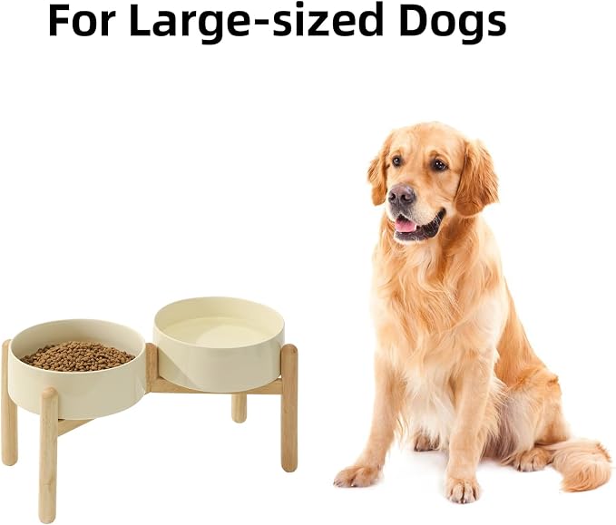 Havniva Elevated Dog Bowls Ceramic Dog Bowls with Stand, Dog Food Bowl | 8.3” Raised Dog Bowls with Non-Slip Wood Stand, Dog Food and Water Bowl Set, Double Dog Feeding Bowls for Large Dogs - Image 4