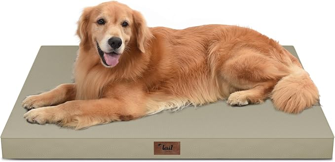 Waterproof Orthopedic Outdoor Dog Bed XL for Extra Large Dogs | Egg Crate Foam for Joint Support, TPU Waterproof Layer, Machine Washable 1680D Oxford Cover, 44 x 32 Inch, Up to 90 lbs by TailStories