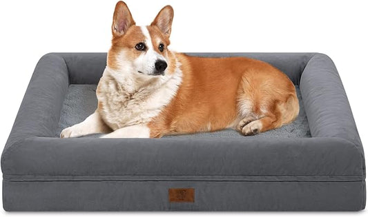 Washable Dog Bed Orthopedic Waterproof for Medium Sized Dogs | 360 Degree Bolster Support, Egg Crate Foam, Waterproof Liner, Non-Slip Bottom, Machine Washable Cover, 33 x 25 Inch by Yiruka