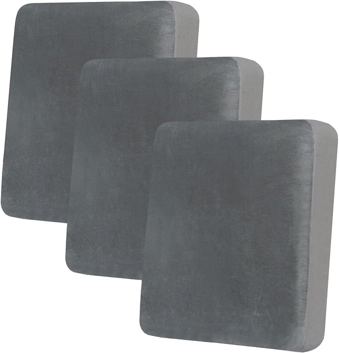 hyha Velvet Couch Cushion Covers, Sofa Covers for 3 Cushion Couch Washable | Soft Plush Sofa Slipcover, Elastic Bottom, Non-Slip Wear Resistant Furniture Protector, Ideal For Pets & Kids, 3 Pcs by hyha