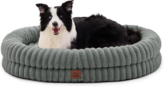 ChiXnuggle Orthopedic Dog Bed, Washable Cover, Faux Fur Bolster Pet Couch | waterproof,egg crate foam,non-slip bottom,for extra large dogs,grey,41*30*7,dog sofa by SnuggleUpPawsDown