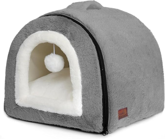Cat Bed for Indoor Cats，Foldable cat cave，Anti-Slip & Water-Resistant Bottom，cat Houses for Indoor Cats or Small Dogs, Kitten Tent, Rabbit Bed (Dark Grey, L:(17.5"×16.9"×15.9")) by Unknown