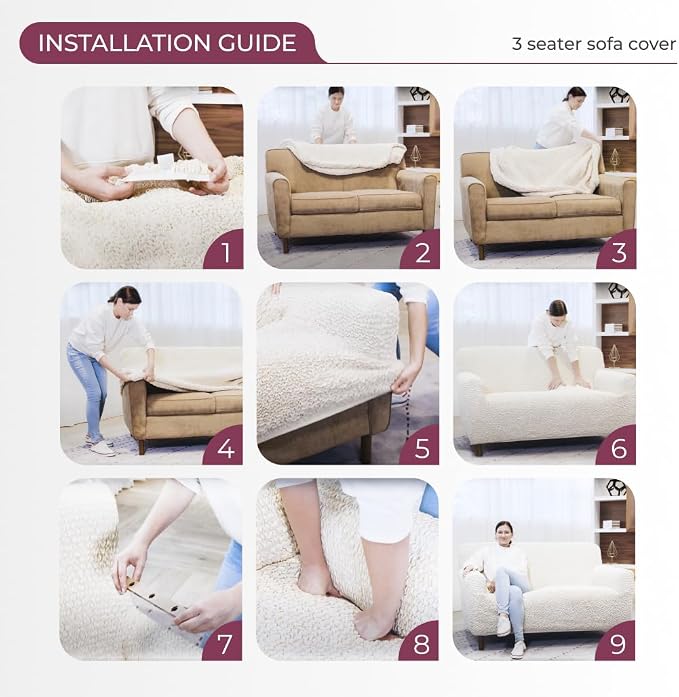 PAULATO BY GA.I.CO. Sofa Slipcover - Stretch Couch Cover - Stylish Cushion Sofa Cover - Soft Polyester Fabric Slipcover - 1-Piece Form Fit Washable Protector for Pet - Mille Righe Collection - Cream - Image 9