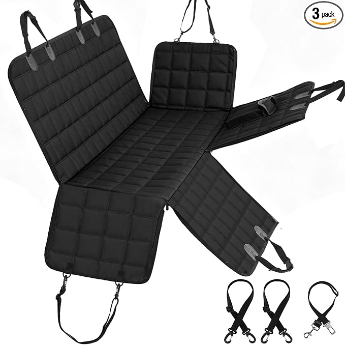 Bark Lover Dog Car Seat Covers for Back Seat, Waterproof Car Seat Protector for Dogs Hammock for Cars Trucks SUV, Full Coverage Protection for Your Vehicle Interior, Black Regular by BarkLover