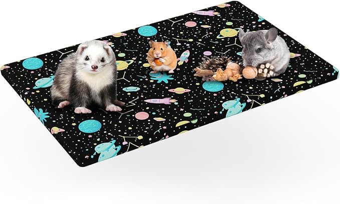 YKD Ferret Cage Liners for Ferret Nation & Critter Nation Cages | Waterproof Chinchilla Cage Accessories, Washable Bedding, for Ferrets, Chinchillas, Rats (Black, Bottom Pan Liner) by YKD