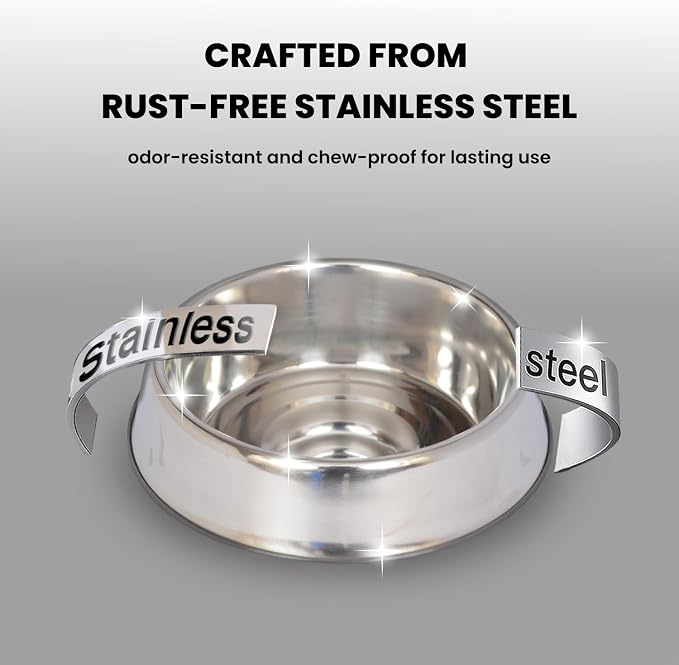 Iconic Pet 2 Pack of 1 Cup Stainless Steel Non Skid Pet Bowls for Dog or Cat with Raised Rim Dishwasher Safe Pet Food and Water Bowls - 8 Oz - Image 4