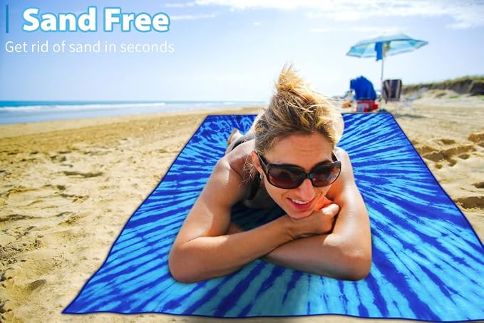 TwoYek Microfiber Beach Towel Extra Large 71x32 inches Blue Tie Dye Print | Thin Lightweight, Sand Free, Super Absorbent Quick Dry, Oversized for Travel Pool Swim Bath Accessories Vacation Essentials - Image 5