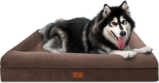 XL Orthopedic Waterprood Dog Bed for Extra Large Size Dogs | 360 Degree Bolster Support, Egg Crate Foam, Waterproof Liner, Non-Slip Bottom, Machine Washable Cover, 45 x 35 Inch by Yiruka