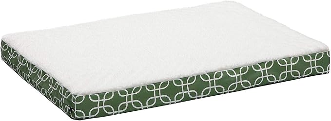 MidWest Homes for Pets Orthopedic Dog Bed w/Removable Dog Bed Cover ft. Teflon Fabric Protector, Large Dog Breed, 30 x 40 Inch, Green/White Geometric Pattern by MidWestHomesForPets