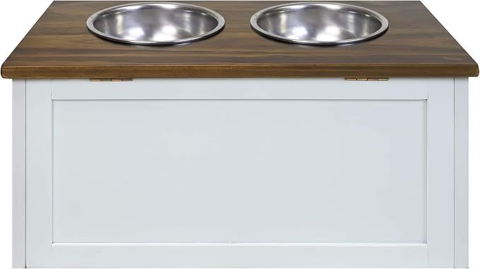Casual Home 603-15 Wooden Storage Stand Pet Feeder, Two-Tone (Warm Brown, White), One Size - Image 8