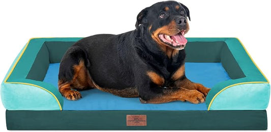 Comfort Expression Orthopedic Dog Bed for Extra Large Dogs with Bolster | Waterproof Dog Couch Bed with Washable Cover & Non-Slip Bottom, Supportive Egg Crate Foam XL Pet Bed, 45x35 Inch by ComfortExpression