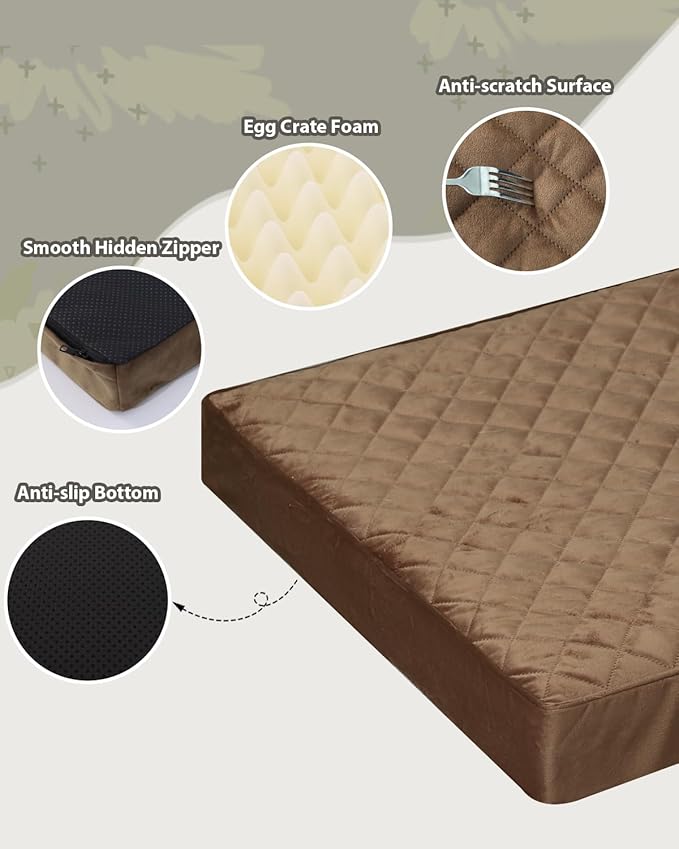 NUPIDA Orthopedic Dog Beds for Extra Large Dogs Waterproof with Removable Washable Cover and Non-Slip Bottom, Quilting Dog Mattress for Crate, 47x29 Inch, Brown - Image 4