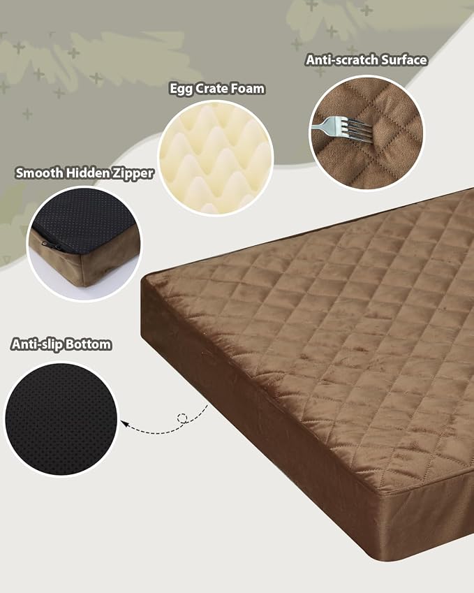 NUPIDA Orthopedic XL Dog Beds Large Sized Waterproof with Removable Washable Cover and Non-Slip Bottom, Quilting Dog Bed for Crate, 41x27 Inch, Brown - Image 4