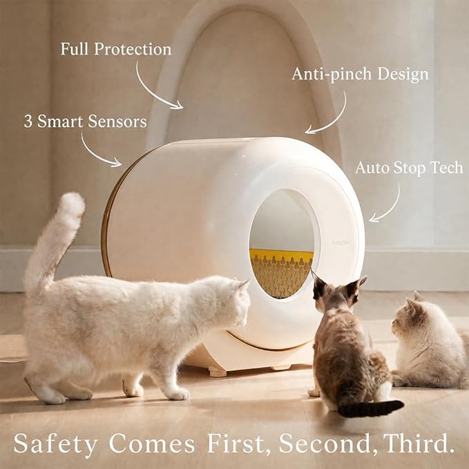 Furrytail Automatic Litter Box Self Cleaning with 120 Trash Bags, App Control, Advanced Odor & Leak Control, Large Capacity for Multi Cat Homes,Kitty Litter Box, Smart Safety Sensors, Cream - Image 9