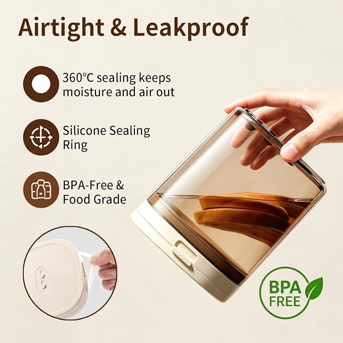 Airtight Food Storage Container with Magnetic Scoop & Built-in Leveler, 800ML Coffee Canister with Date Tracker, BPA Free UV Blocking Food Container for Coffee Beans, Ground Coffee, Tea, Sugar & Flour - Image 5