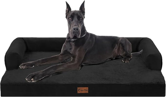 Orthopedic Washable Dog Bed for Extra Large Dogs, 53x42in, Black | Orthopedic Foam Eases Joint Pressure, Bolsters Supports Head And Neck, Washable Pet Beds, Removable Cover, Non-Slip Bottom by CasaPaw