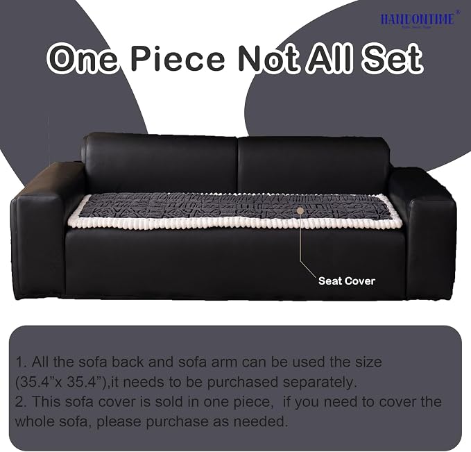 HANDONTIME Boho Couch Cushion Covers for Dogs Plush Couch Cover Washable Non-Slip Dog Sofa Cover Pet Couch Protector Fuzzy Geometric Sofa Slipcovers Dog Mat for Sofa Couches(Dark Grey, 27.6" x 82.7") - Image 5