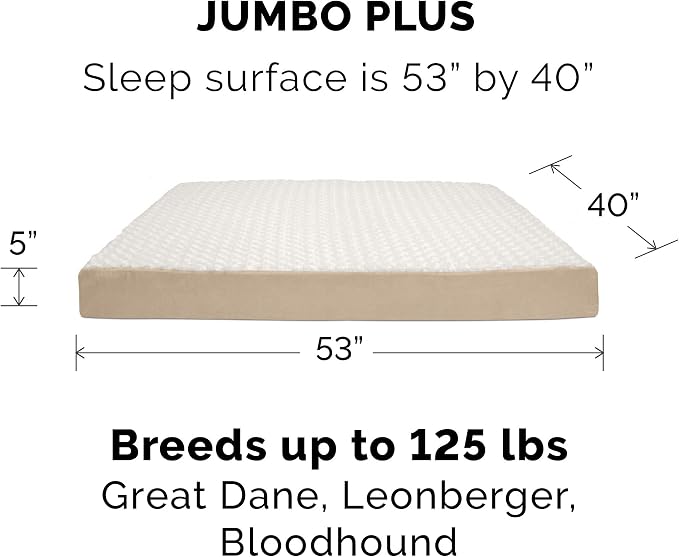Furhaven Orthopedic Dog Bed for Large Dogs w/ Removable Washable Cover, For Dogs Up to 125 lbs - Ultra Plush Faux Fur & Suede Mattress - Cream, Jumbo Plus/XXL - Image 2