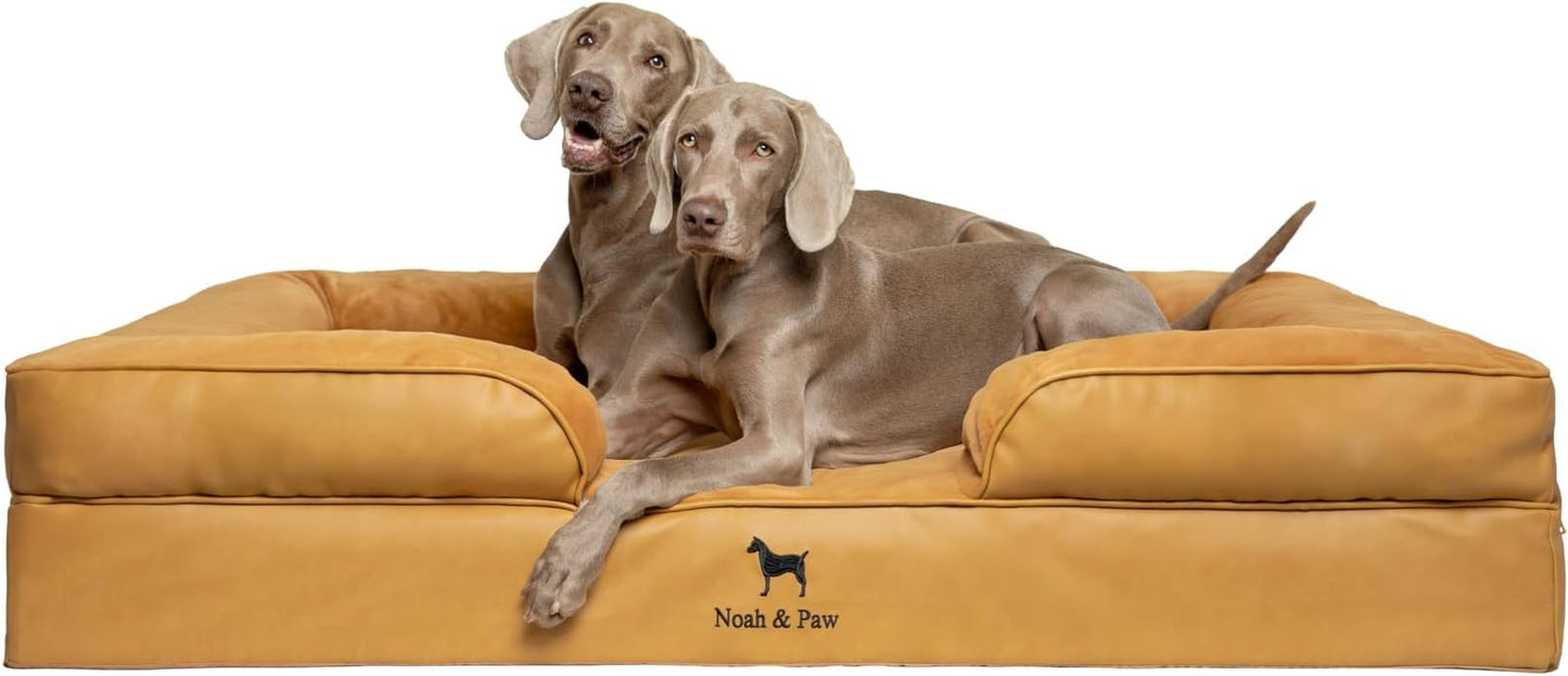 NOAH & PAW Giant Dog Bed XXL, 55x45x11 Inch, Orthopedic Dog Beds, Eggshell Memory Foam Infused with Cooling Gel, Inner Cover, Water Resistant, Machine Washable (Faux Leather) by NoahPaw