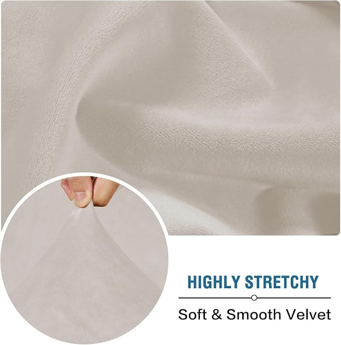 H.VERSAILTEX Velvet Stretch Couch Cushion Cover Plush Cushion Slipcover for Loveseat Cushion Furniture Protector Seat Cushion Sofa Cover (2 Piece Medium Sofa Cushion Covers, Oatmeal) - Image 6