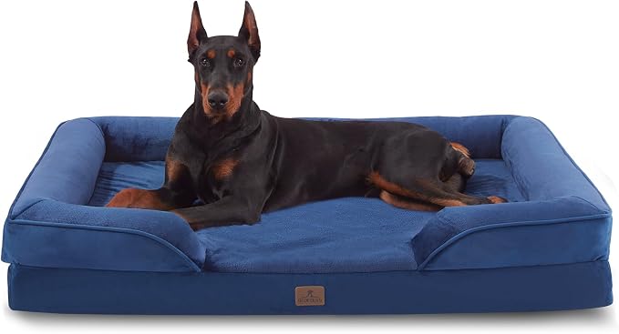 Bedfolks Orthopedic Dog Bed, Waterproof Dog Sofa Bed for Extra Large Dogs, Egg Foam Pet Couch Bed with Removable Washable Cover and Nonslip Bottom, Navy Blue by Bedfolks