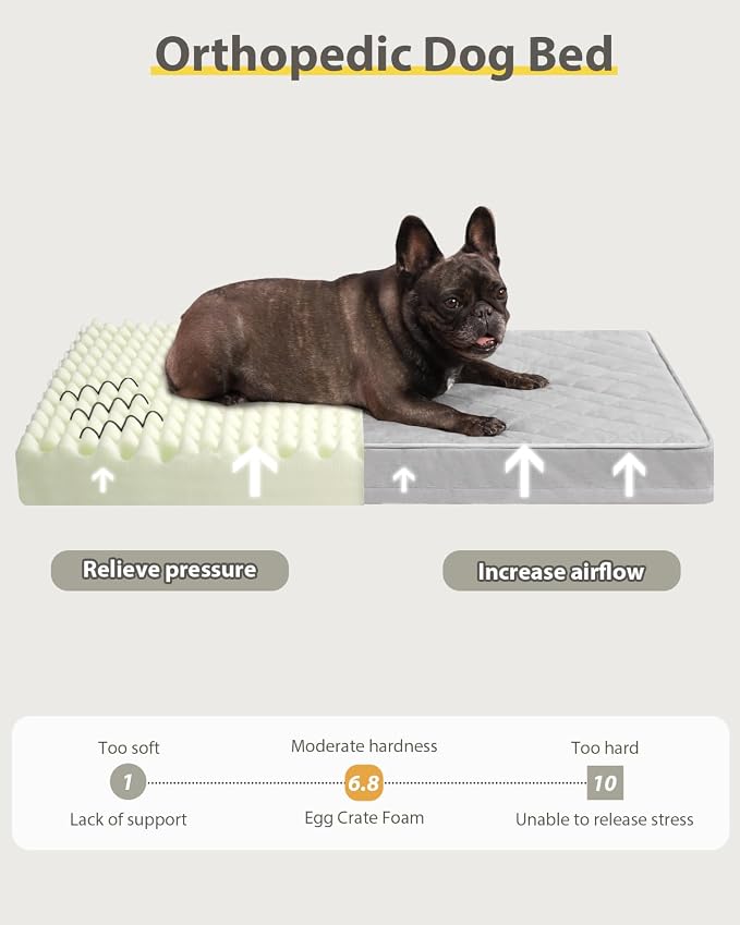 NUPIDA Orthopedic Dog Beds for Medium Dogs Waterproof Dog Bed for Crate, with Removable Washable Cover and Non-Slip Bottom, 29x18 Inch, Light Gray - Image 5