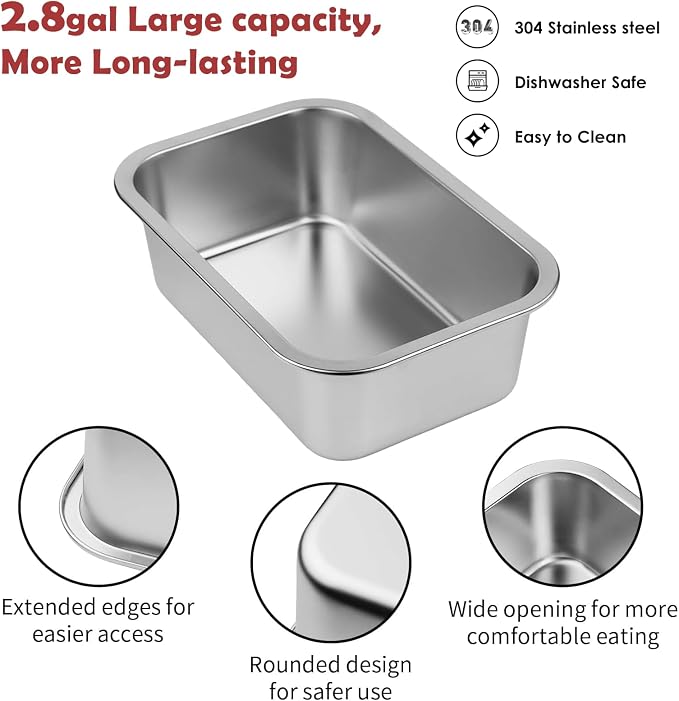 2.8 Gallon Elevated Large Dog Water Bowl, ADENGL 4-Height Adjustable (9.4–14.2'') Raised Stainless Steel Bowl, Dog Bowls Elevated with Spill-Proof Mat & Sturdy Metal Stand for Indoor/Outdoor Use - Image 6