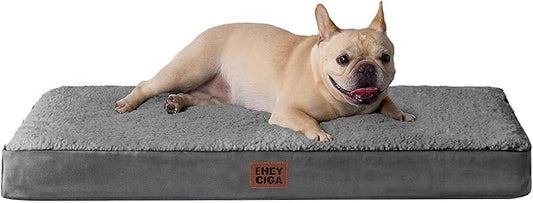 EHEYCIGA Orthopedic Dog Bed with Removable Washable Cover, Grey, 30x20 | Egg Crate Foam Support, Durable Oxford fabric, Non-Slip Bottom, Machine Washable, Soft Waterproof Plush Pet Bed Mat For Crate by EHEYCIGA
