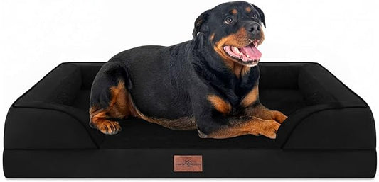 Comfort Expression Orthopedic Dog Bed for Extra Large Dogs with Bolster | Waterproof Dog Couch Bed with Washable Cover & Non-Slip Bottom, Supportive Egg Crate Foam XL Pet Bed, 48x30 Inch by ComfortExpression