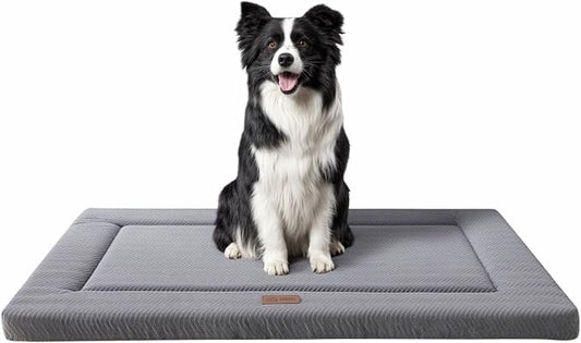 Dog Bed for Crate, Small Dog Crate Beds, Washable Pet Bed Mat Kennel Pad | 24" Pet Beds Mat W/ Soft Wavy Plush Comfortable Anti-Slip Sleeping Mattress for Dogs & Cats,Grey by WESTERNHOME
