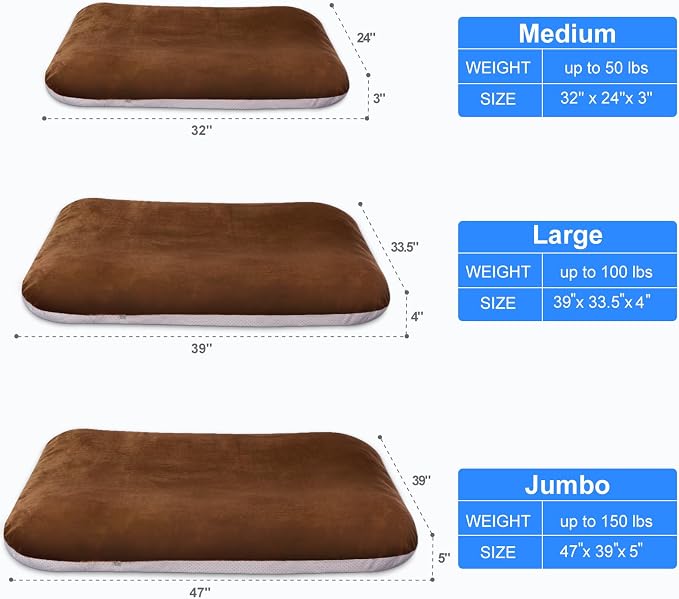 Magic Dog Super Soft Extra Large Dog Bed, 47 Inches Orthopedic Foam Dog Beds for XL Dogs, Jumbo Pet Bed with Anti Slip Bottom, Dog Sleeping Mattress with Removable and Washable Cover, Dark Brown - Image 7