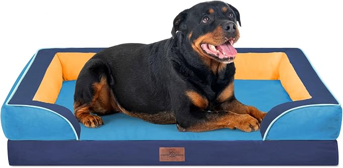 Comfort Expression Orthopedic Dog Bed for Extra Large Dogs with Bolster | Waterproof Dog Couch Bed with Washable Cover & Non-Slip Bottom, Supportive Egg Crate Foam XL Pet Bed, 45x35 Inch - Image 9