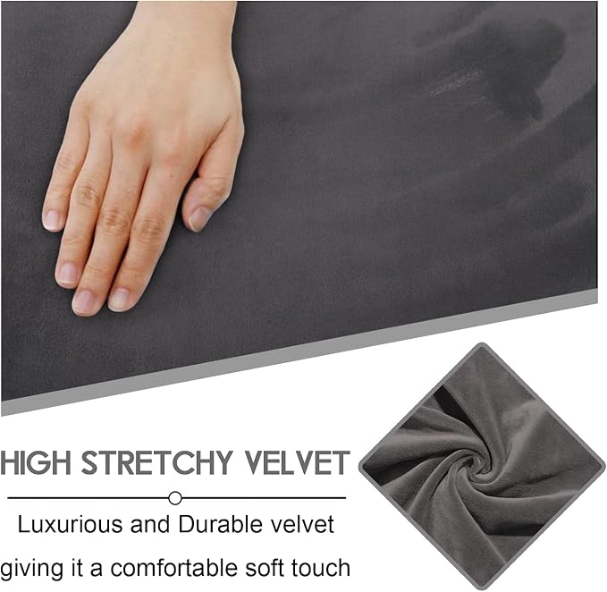 ULTICOR Velvet 8-Pieces Recliner Sofa Covers Stretch Reclining Couch Covers for 3 Cushion Reclining Sofa Slipcovers Furniture Covers Thick Soft Washable (3 Seater Recliner Cover, Dark Gray) - Image 3