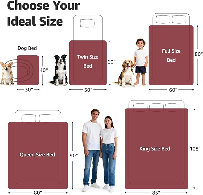LOOBANI King Size Waterproof Blanket, Oversized Bed Cover, 85"x108", Red | Reversible Flannel Dog Blankets for Large Dogs, Spill-Proof Couch Cover for Family Movie Nights, Camping, Travel, Noise Free - Image 4