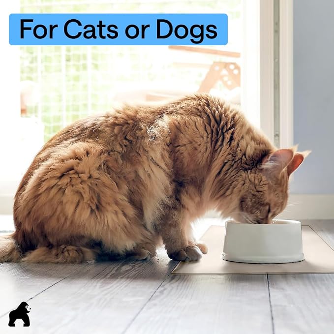 GORILLA GRIP 100% Waterproof Raised Edge BPA Free Silicone Pet Feeding Mat, Dog Cat Food Mats Contain Spills Protects Floors, Placemats for Cats and Dogs Water Bowl, Pets Accessories 23x15 Beige - Image 9