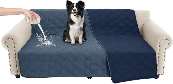 100% Waterproof Dog Bed Cover Pet Blanket 68"x82", 7-Layer Reversible Washable Bed Mat for Furniture Couch Sofa Car (Berlin Blue+Navy Blue) by Unknown