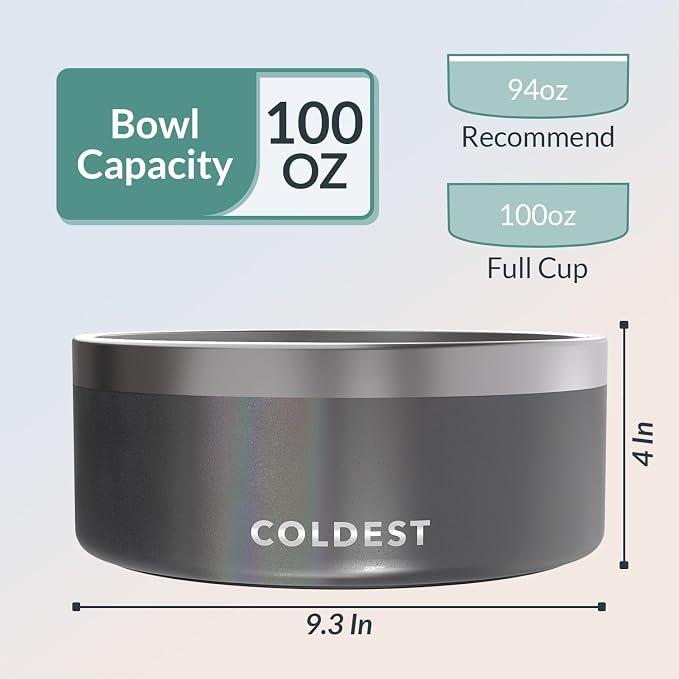 Coldest Dog Bowl - Anti Rust Metal, Non Slip, 3 Layers Insulated Stainless Steel Dog Bowls - Spill Proof & Heavy Duty - Water Bowl for Dogs, Cats & Pets, Dish Washer Safe (100 oz,Stardust Glitter) - Image 4