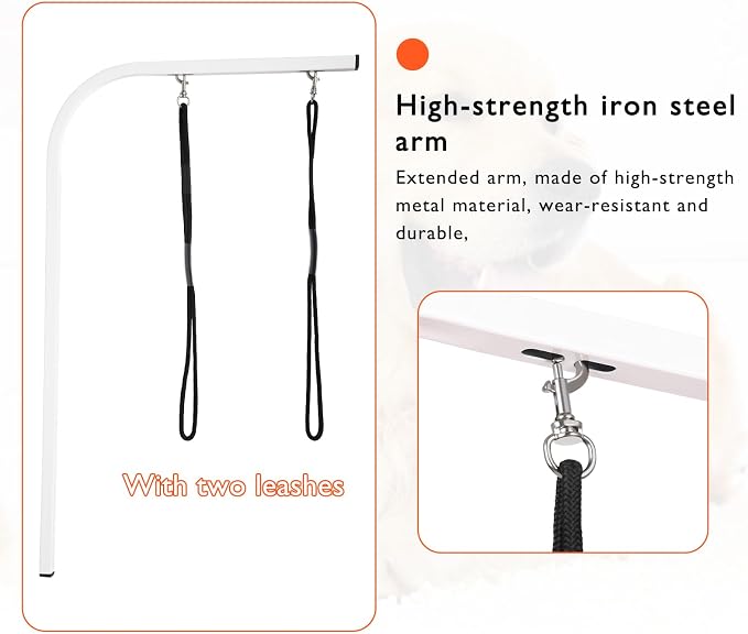 LEIBOU 36-inch Height Adjustable(23''~33.8'') and Foldable Pet Dog Grooming Table with Grooming Arm & 2 Noose for Dog Cat Pet Grooming Maximum Capacity Up to 260lbs - Image 5