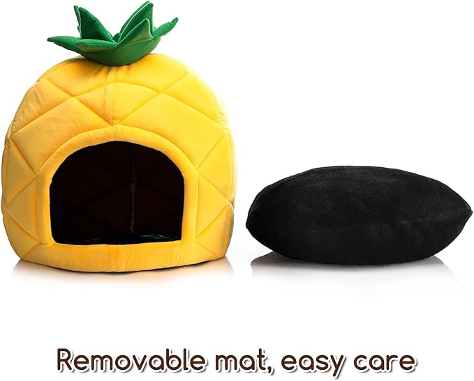 Hollypet Cat Bed Cave for Indoor Cats for Pets up to 15 lbs, Pineapple | Warm Cat Bed Cats Cave Condo, Covered Kitty House with Removable Washable Cushion, Cozy Enclosed Pet Bed for Small Dogs - Image 6