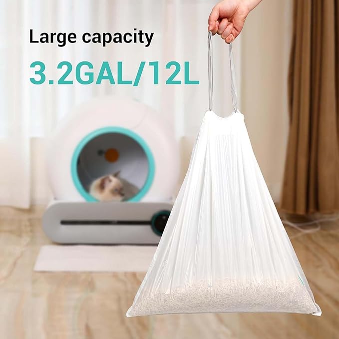 80 Count Waste Bags for Self-Cleaning Cat Litter Box, Cat Litter Box Liners | Replacement Extra Large 4 Rolls Drawstring Trash Bags for Automatic Litter, 20 x 18 Inches（4 Packs/80 Counts） - Image 3