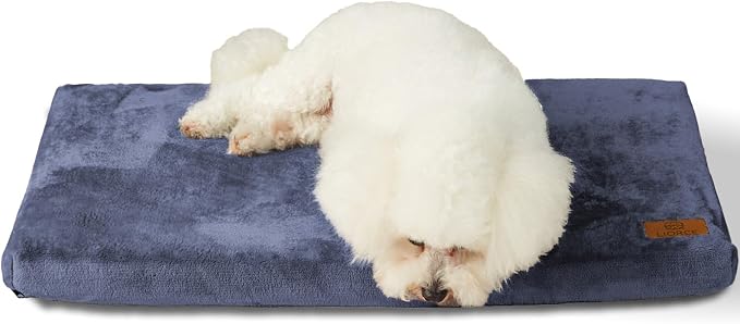 LIORCE Dog Bed for Small Dogs - Puppy Dog Crate Pad with Removable Washable Cover and Waterproof Lining - Memory Foam Dogs Kennel Mat - Reversible Pet Bed (Cool & Warm), 24 x 18, Dark Grey by LIORCE