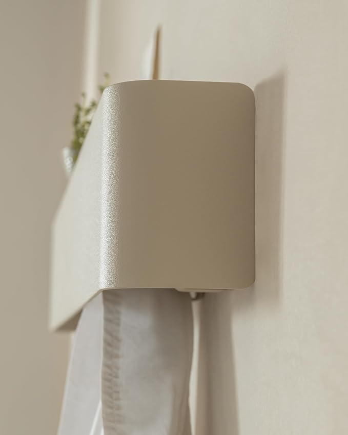 Kazai. Coat Rack Wall Mount with Shelf 'Tone' | Modern Design Coat Hanger with Hidden Hooks and Storage | Hat Rack with Shelf in Metal | Wall-Mounted Purse Organizer | Sand Taupe - Image 6