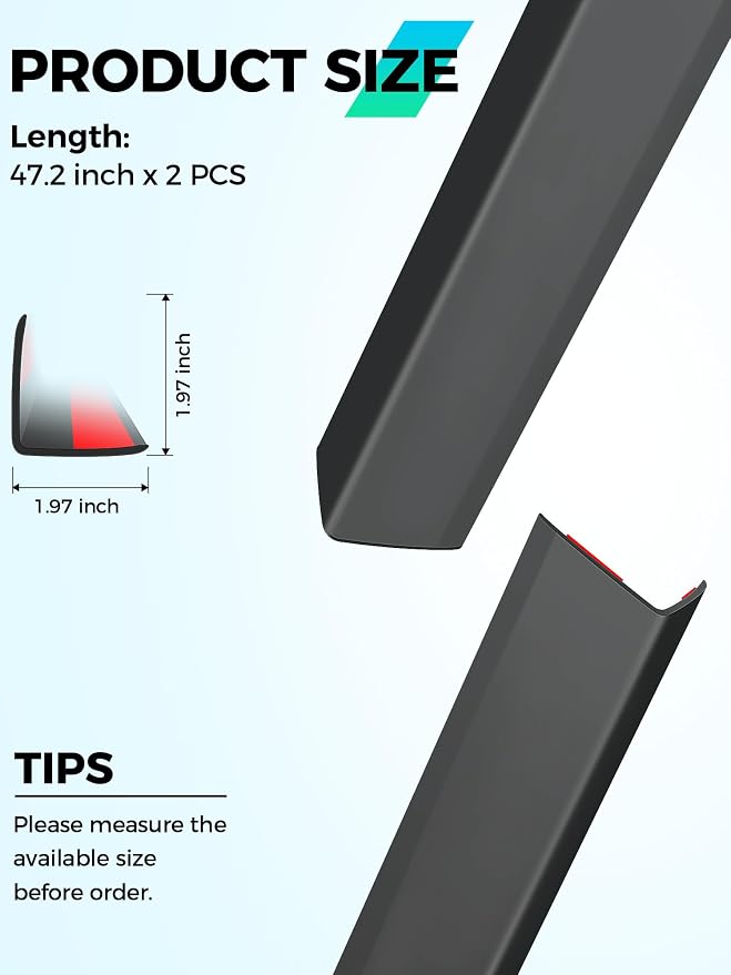 MONOID Wall Corner Protector, 2 PCS Furniture Edge Protection, PC Anti-Bump Guards Avoid Scratching Corner Trim for Door Frame, Table, Countertop, Stair, Self-Adhesive, Black, 1.97IN×47.24IN/5CM×120CM - Image 3
