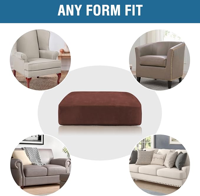 H.VERSAILTEX Velvet Stretch Couch Cushion Cover Plush Cushion Slipcover for Chair Loveseat Sofa Cushion Furniture Protector Seat Cushion Sofa Cover (2 Piece Large Sofa Cushion Covers, Burnt Brick) - Image 7
